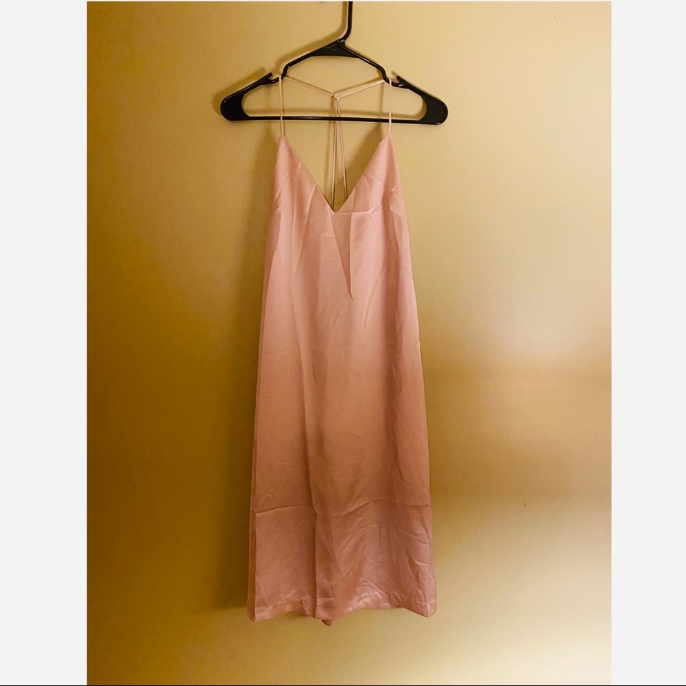 Pale pink silky strappy dress